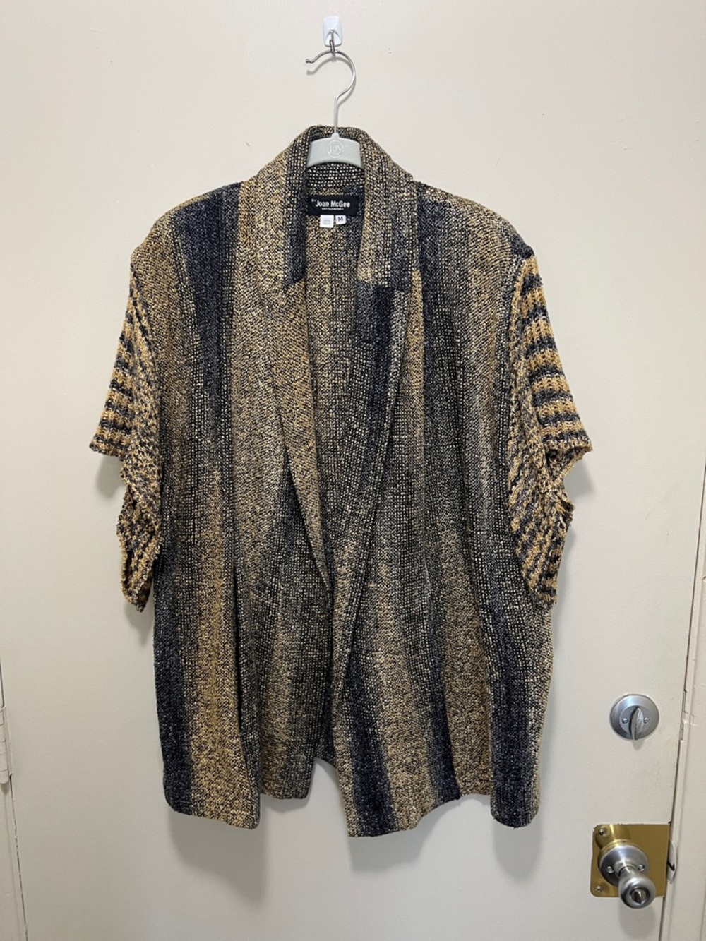 Black & Gold Open-Front Knit Cardigan